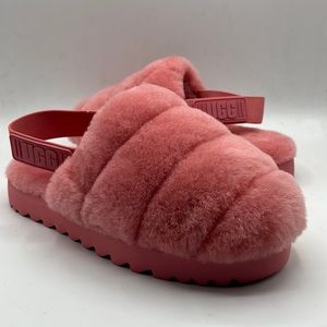 UGG Women's Super-Fluff Bubble Pink Sheepskin Slippers